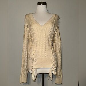 Double lace-up knit sweater